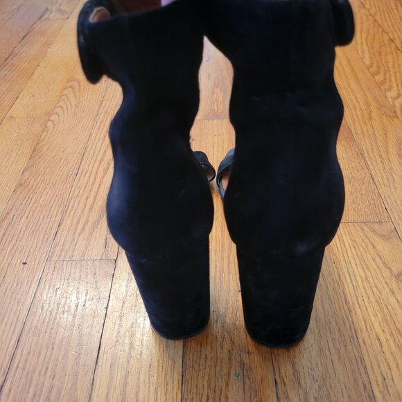 Jeffrey Campbell Black Suede Leather Ankle Strap High Block Heel Sandals 8 HOLVE - Picture 8 of 10